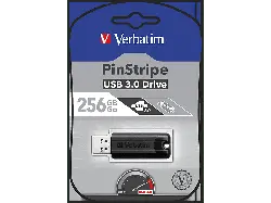 VERBatIM 256GB USB-Stick PinStripe, USB-A 3.0 Gen1, Schwarz