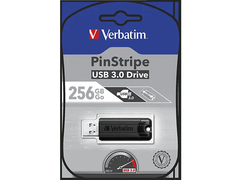 VERBatIM 256GB USB-Stick PinStripe, USB-A 3.0 Gen1, Schwarz