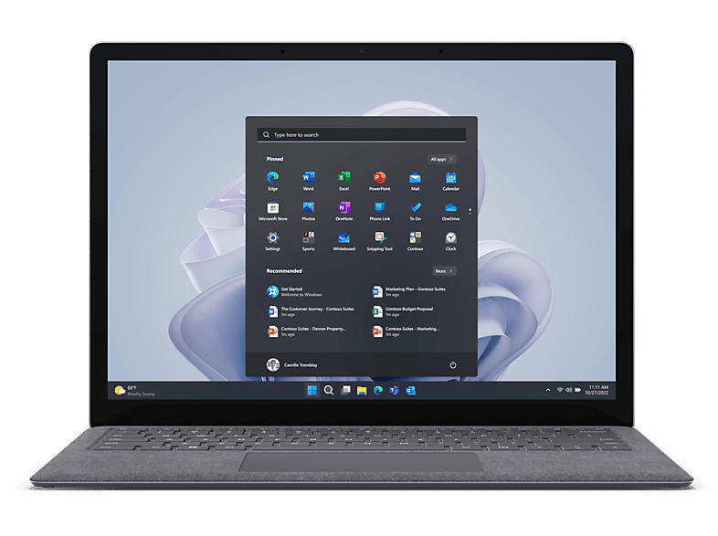 Microsoft Surface Laptop 5, 13.5 Zoll, i7-1265U, 16GB RAM, 256GB SSD, Win10 Pro, Platin; Notebook