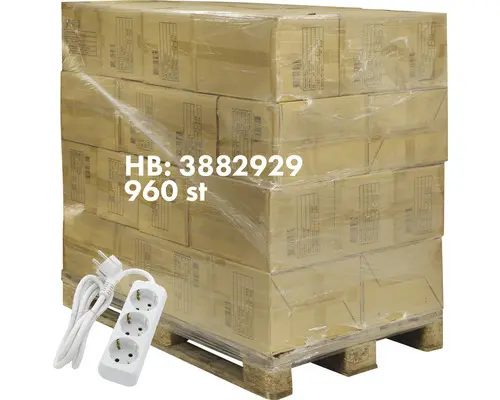 Steckdosenleisten 3-fach 1,5 m weiß Kunststoff (Palette mit 960 Stk.)