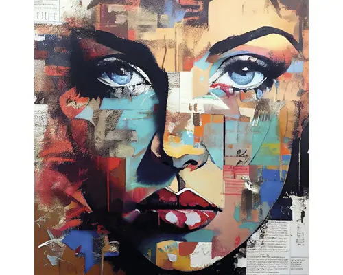 Glasbild Colorful Woman Portrait III 50x50 cm