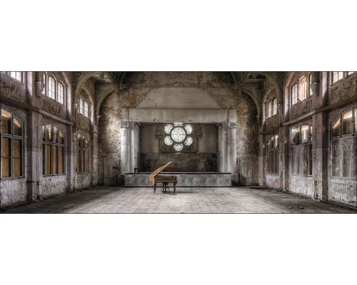 Glasbild Lost Working Hall II 80x30 cm