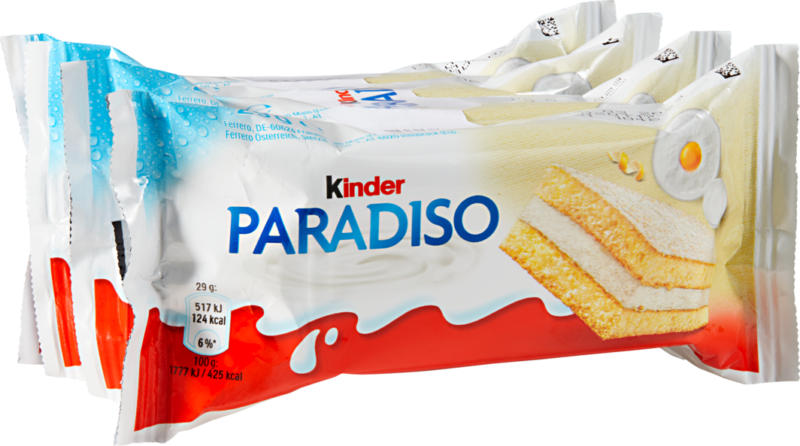 Barres au lait Kinder Paradiso Ferrero, 4 x 29 g