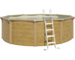 Hornbach Aufstellpool Stahlwandpool-Set Steely Supreme Wood rund Ø 360x130 cm inkl. Sandfilteranlage, Skimmer, Leiter, Filtersand, Bodenschutzvlies & Anschlussschlauch Holzoptik