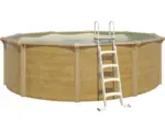 Hornbach Aufstellpool Stahlwandpool-Set Steely Supreme Wood rund Ø 360x130 cm inkl. Sandfilteranlage, Skimmer, Leiter, Filtersand, Bodenschutzvlies & Anschlussschlauch Holzoptik
