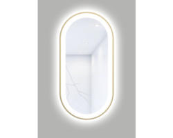 LED-Lichtspiegel Cordia OVAL LINE PREMIUM oval 100x50 cm mit Alurahmen gold