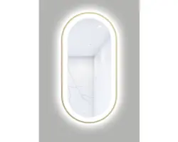 LED-Lichtspiegel Cordia OVAL LINE PREMIUM oval 100x50 cm mit Alurahmen gold