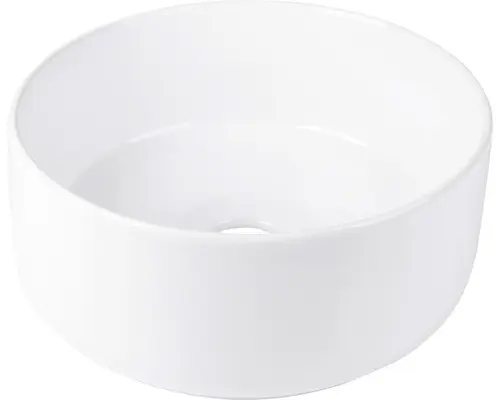 Aufsatzwaschbecken Differnz Marba rund 25x25 cm weiß glänzend Glasiert