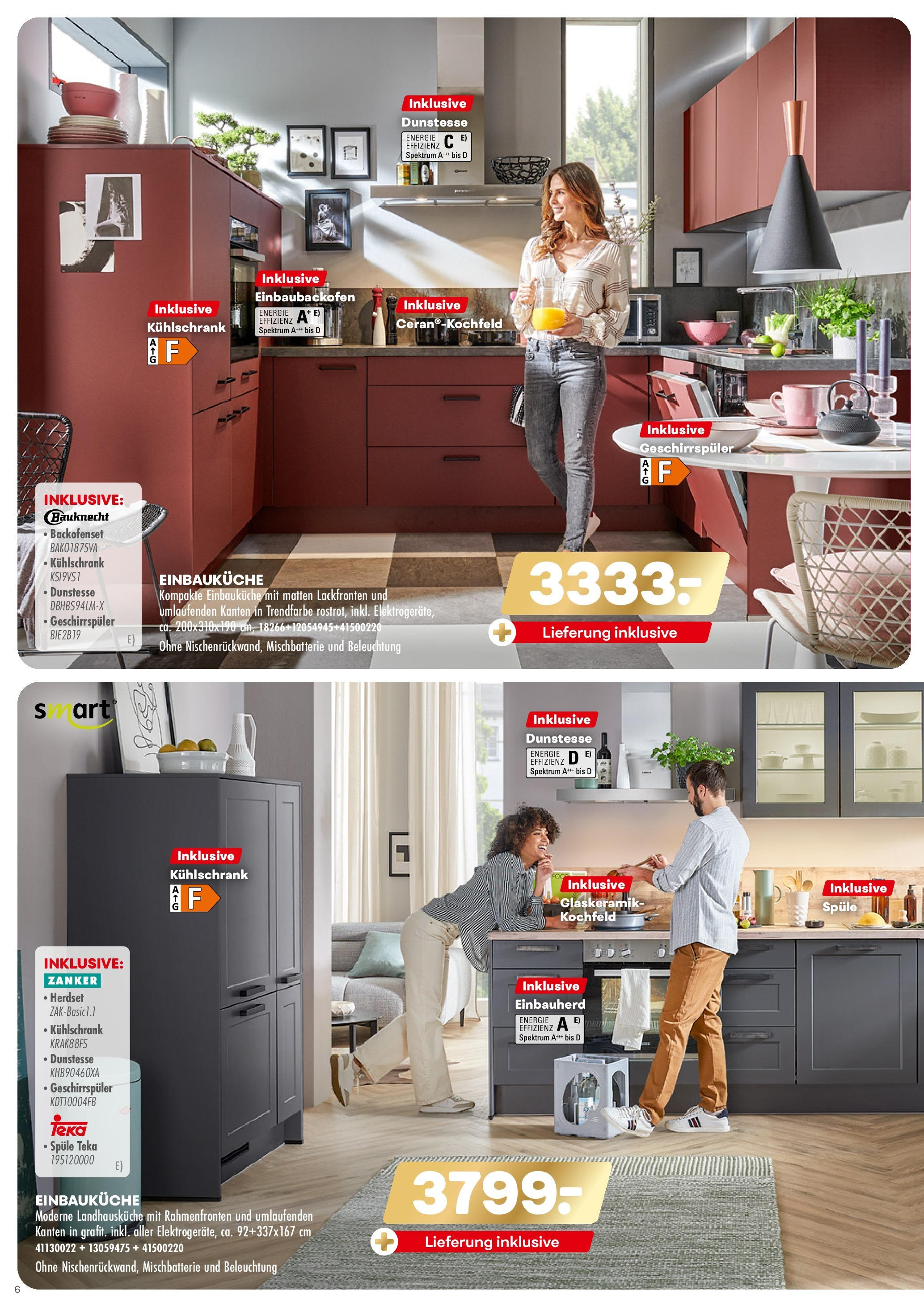 Möbel Kraft Prospekt 	 (ab 07.11.2020) zum Blättern | Seite: 6 | Produkte: Kühlschrank, Kochfeld, Geschirrspüler, Einbauküche