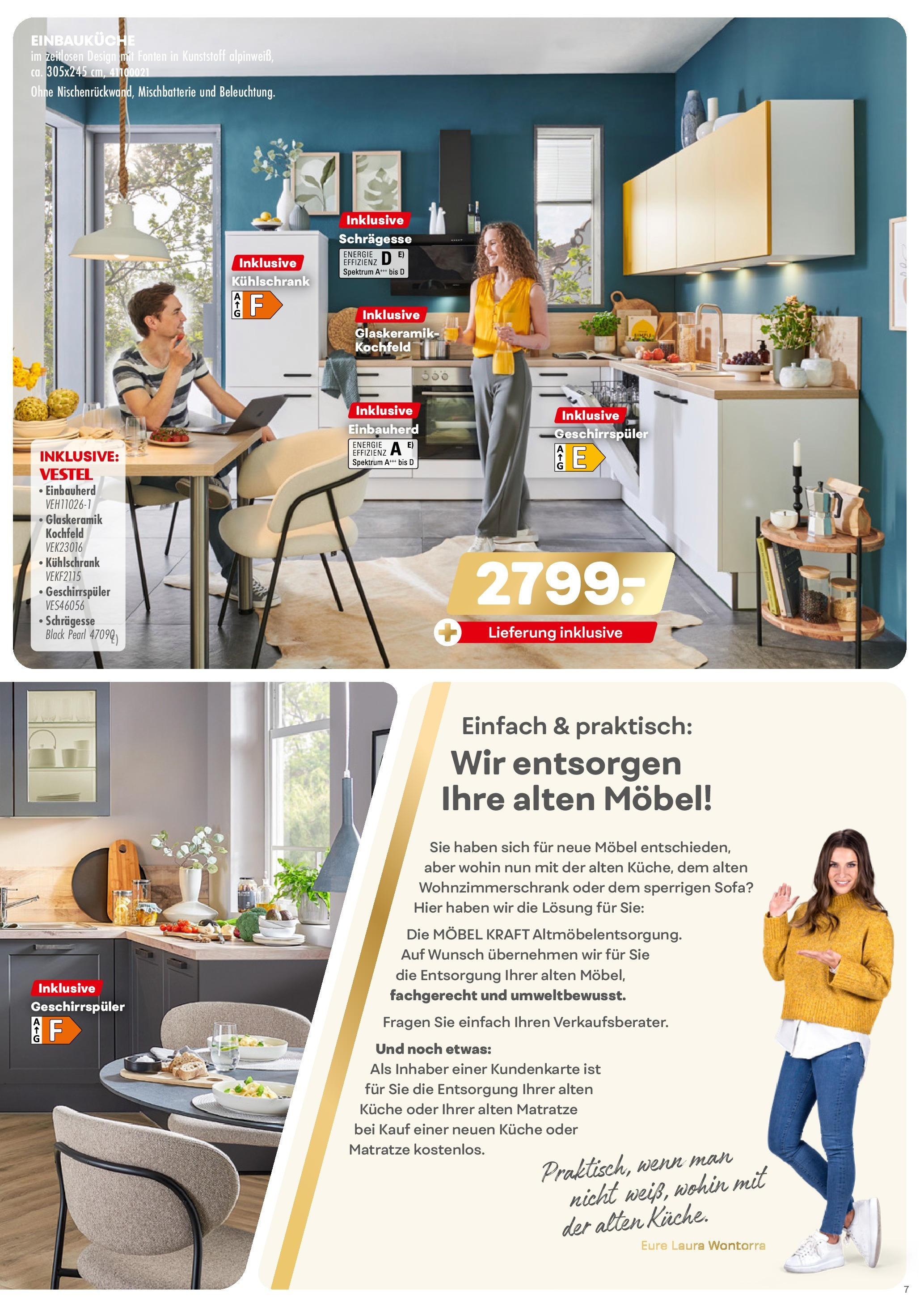 Möbel Kraft Prospekt 	 (ab 07.11.2020) zum Blättern | Seite: 7 | Produkte: Kühlschrank, Matratze, Sofa, Küche