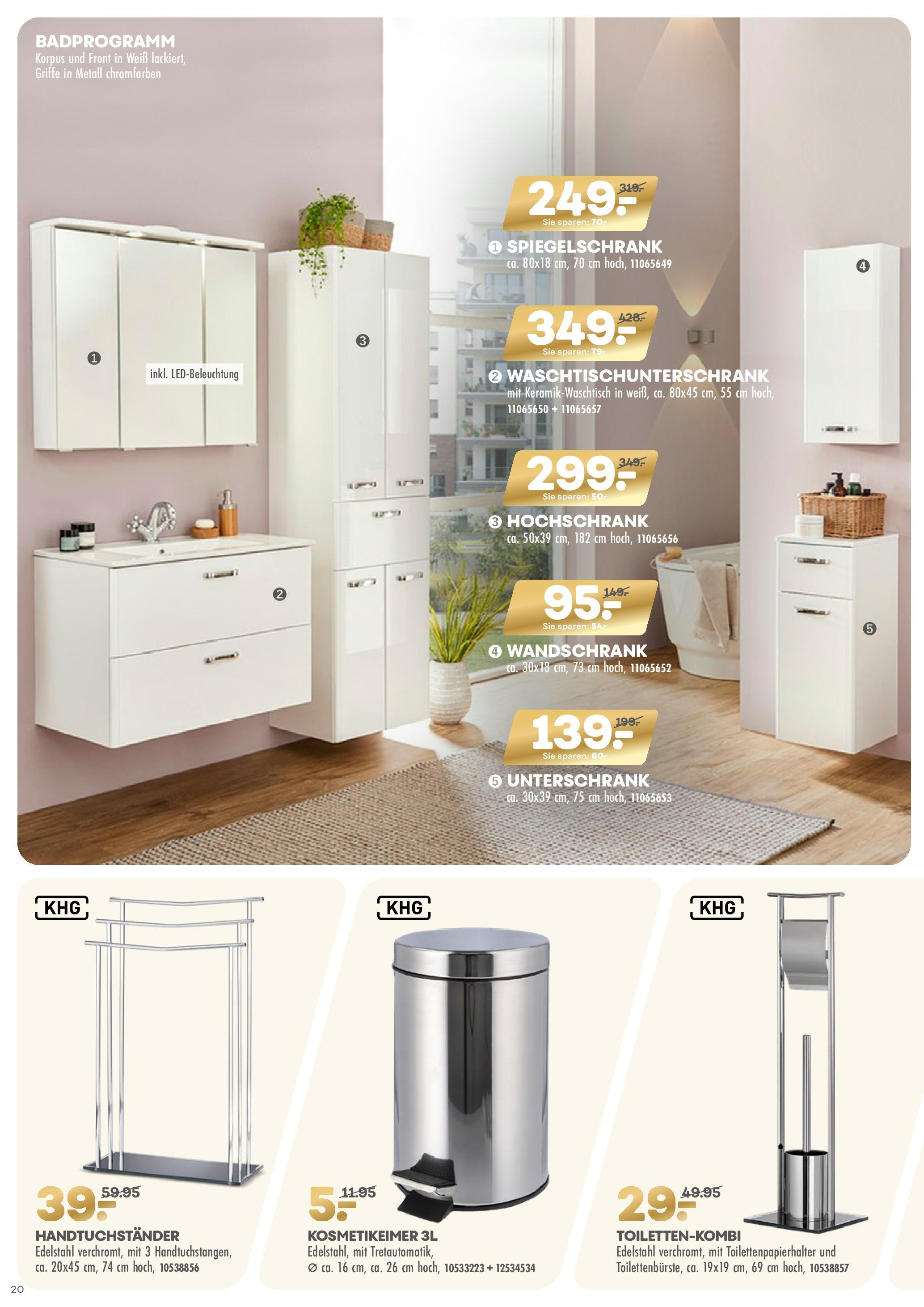 Möbel Kraft Prospekt 	 (ab 07.11.2020) zum Blättern | Seite: 20 | Produkte: Toilettenpapierhalter, Spiegelschrank, Unterschrank, Hochschrank