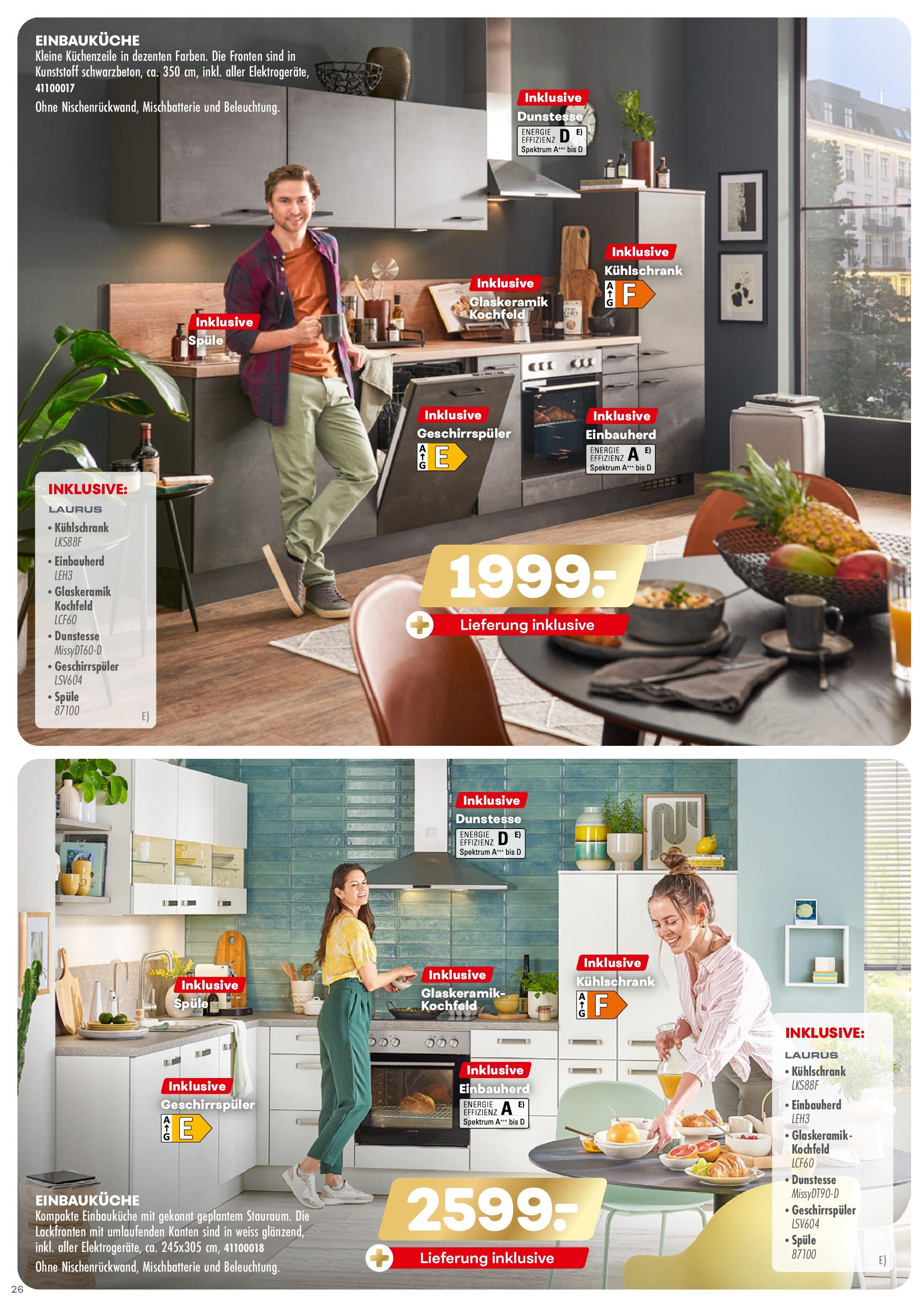 Möbel Kraft Prospekt 	 (ab 07.11.2020) zum Blättern | Seite: 26 | Produkte: Kühlschrank, Kochfeld, Geschirrspüler, Einbauküche