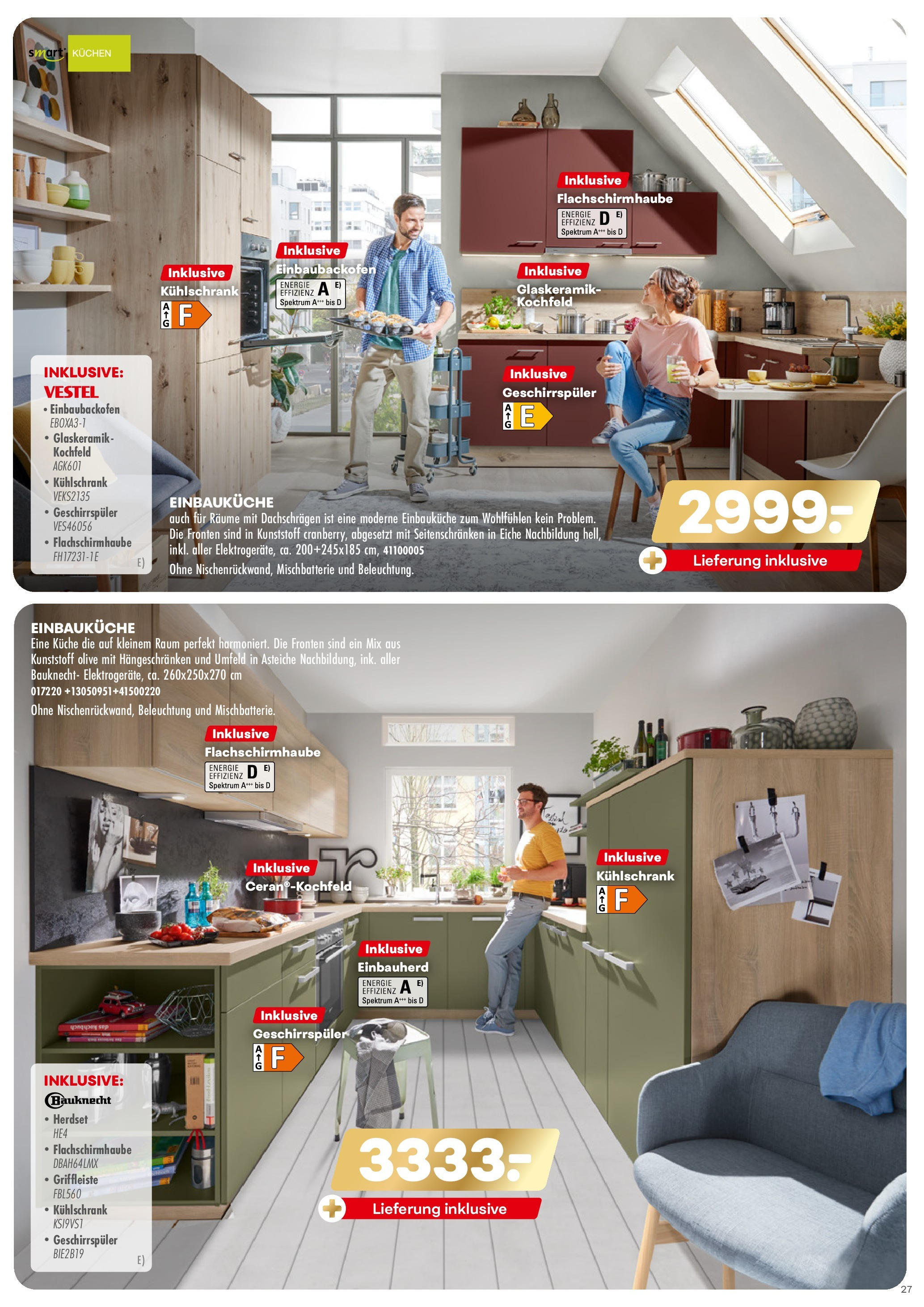 Möbel Kraft Prospekt 	 (ab 07.11.2020) zum Blättern | Seite: 27 | Produkte: Kühlschrank, Geschirrspüler, Einbauküche, Küche