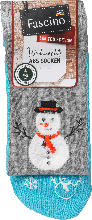 dm-drogerie markt Fascino ABS Socken XMAS mit Schneemann-Motiv, blau & grau, Gr. 35-38 - bis 15.01.2025