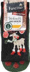 Fascino ABS Socken XMAS mit Rentier-Motiv, schwarz & grün, Gr. 39-42