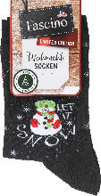 dm-drogerie markt Fascino Socken XMAS mit Schneemann-Motiv, schwarz, Gr. 35-38 - bis 15.01.2025