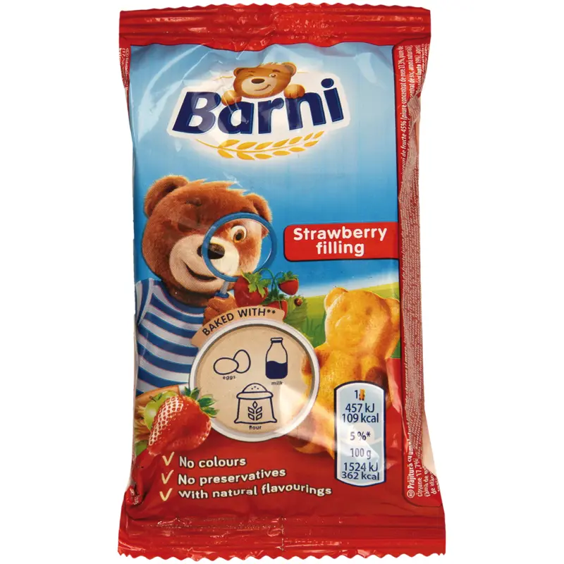 Kuchen mit aromatisierter Apfel-Erdbeer-F&uuml;llung (28%).
