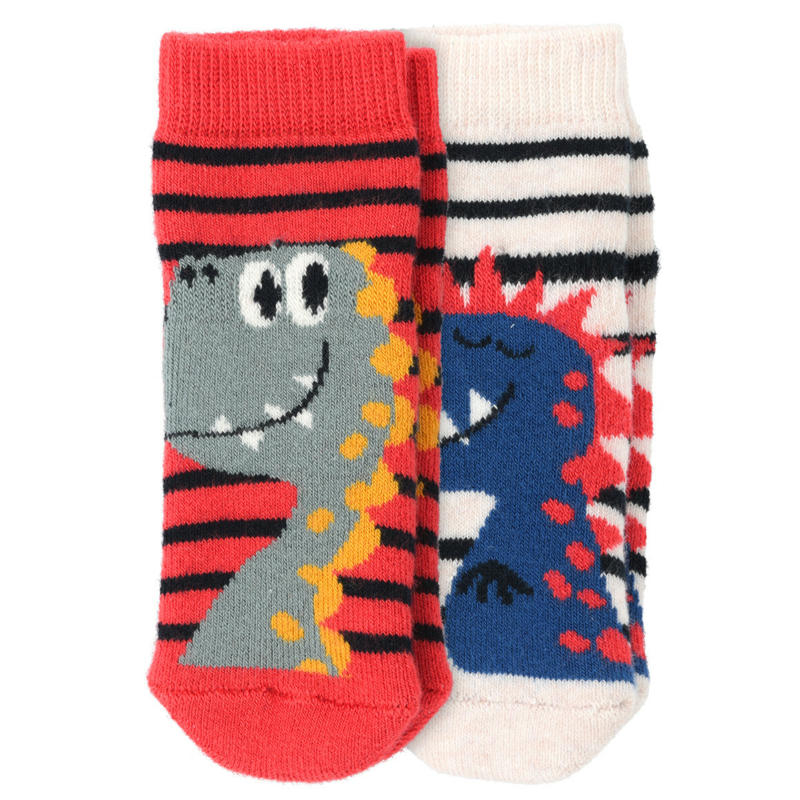 2 Paar Newborn Socken mit Dino-Motiv