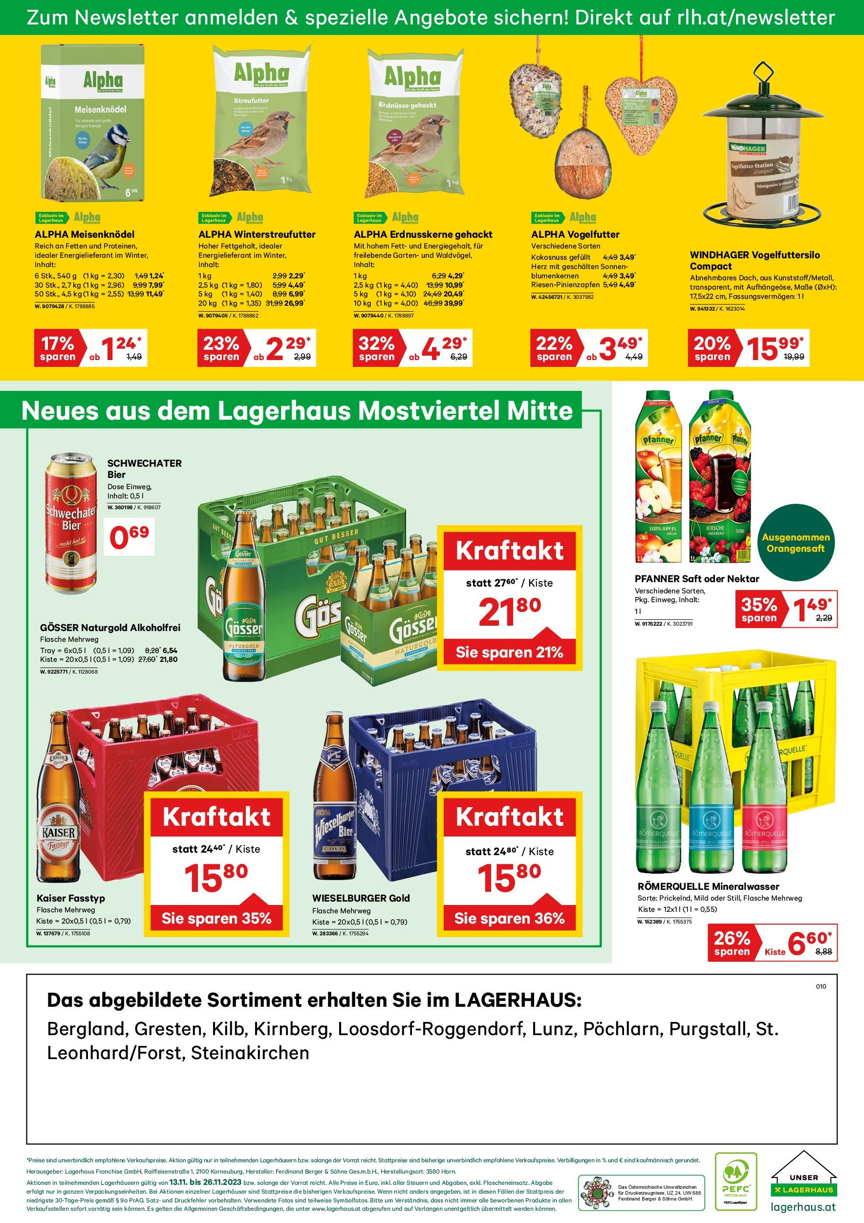 Lagerhaus - Wochen Angebote von 13.11.2023 - Aktuelle Angebote | Seite: 4 | Produkte: Saft, Bier, Äpfel