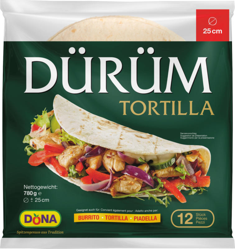 Tortilla Dürüm Dona , Ø 25 cm, 12 pezzi, 780 g