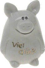 dm-drogerie markt Dekorieren & Einrichten Keramikschweinchen mit goldener Schrift "Viel Glück", weiß - bis 31.03.2024