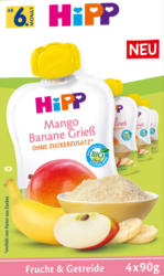 HIPP Quetschies Multi Mango Bananen Grieß, ab 6. Monat (4x90 g)