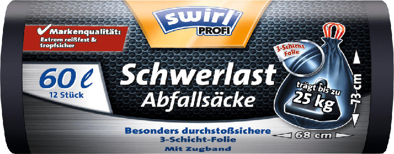 Swirl Profi Schwerlast Abfallsäcke 60 Liter