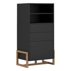 Highboard Oslo schwarz matt Eiche Nachbildung B/H/T: ca. 63,4x115,7x42 cm