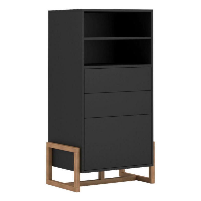 Highboard Oslo schwarz matt Eiche Nachbildung B/H/T: ca. 63,4x115,7x42 cm