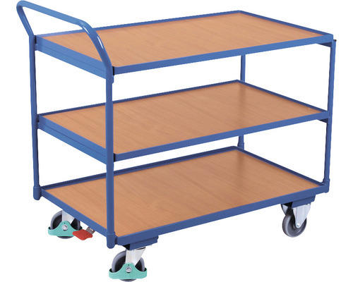 Tischwagen Classic-Line mit 3 Böden 985x590 mm Stahl blau Tragkraft 250 kg