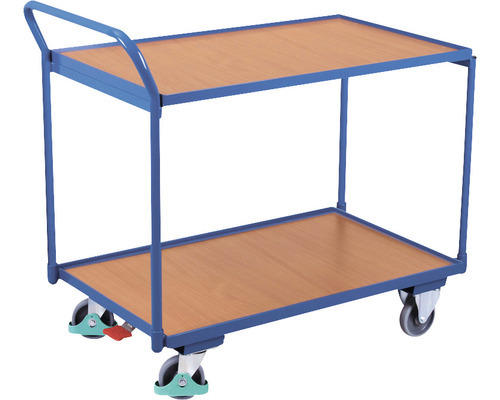 Tischwagen Classic-Line mit 2 Böden 835x490 mm Stahl blau Tragkraft 250 kg