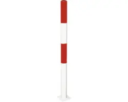 Absperrpfosten mit 2 Ösen Stahl weiß/rot 1000 mm
