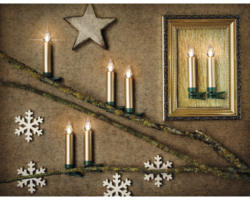 12er-Set kabellose Weihnachtsbaumkerze Krinner Lumix Super Light Flame Mini gold Lichtfarbe warmweiß