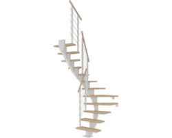 Pertura Mittelholmtreppe Malva Weiß 1/2-gewendelt 75 cm Eiche Geölt 12 Stufen / 13 Steigungen