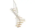 Hornbach Pertura Mittelholmtreppe Alena Weiß 1/2-gewendelt 75 cm Relinggeländer Buche Leimholz Geölt 11 Stufen / 12 Steigungen