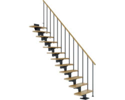 Pertura Mittelholmtreppe Chiron Anthrazit Gerade 75 cm Stabgeländer Eiche Lackiert 11 Stufen / 12 Steigungen