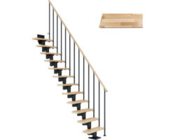 Pertura Mittelholmtreppe Spiros Anthrazit Gerade 65 cm Stabgeländer Buche Leimholz Lackiert 13 Stufen / 14 Steigungen