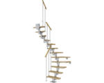 Hornbach Pertura Mittelholmtreppe Spiros Perlgrau 1/2-gewendelt 65 cm Stabgeländer Eiche Lackiert 14 Stufen / 15 Steigungen