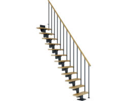 Pertura Mittelholmtreppe Spiros Anthrazit Gerade 65 cm Stabgeländer Eiche Lackiert 13 Stufen / 14 Steigungen