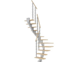 Pertura Mittelholmtreppe Malva Perlgrau 1/2-gewendelt 65 cm Buche Leimholz Geölt 12 Stufen / 13 Steigungen