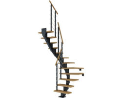 Pertura Mittelholmtreppe Malva Anthrazit 1/2-gewendelt 75 cm Eiche Leimholz Geölt 13 Stufen / 14 Steigungen