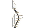 Hornbach Pertura Mittelholmtreppe Spiros Anthrazit 1/4 gewendelt unten links/rechts 65 cm Relinggeländer Ahorn Leimholz Lackiert 14 Stufen / 15 Steigungen