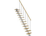 Hornbach Pertura Mittelholmtreppe Raumspartreppe Vaia Perlgrau Variabel variabel 1/4 gewendelt unten links/rechts Gerade 64 cm Stabgeländer Eiche Leimholz Lackiert 13 Stufen / 14 Steigungen