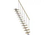 Hornbach Pertura Mittelholmtreppe Raumspartreppe Vaia Perlgrau Variabel variabel 1/4 gewendelt unten links/rechts Gerade 64 cm Stabgeländer Eiche Leimholz Lackiert 13 Stufen / 14 Steigungen