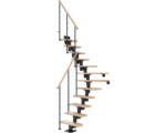 Hornbach Pertura Mittelholmtreppe Spiros Anthrazit 1/4 gewendelt unten links/rechts 65 cm Relinggeländer Buche Leimholz Lackiert 11 Stufen / 12 Steigungen