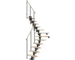 Hornbach Pertura Mittelholmtreppe Spiros Anthrazit 1/4 gewendelt unten links/rechts 65 cm Relinggeländer Buche Leimholz Lackiert 14 Stufen / 15 Steigungen