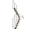 Hornbach Pertura Mittelholmtreppe Spiros Anthrazit 1/4 gewendelt unten links/rechts 65 cm Relinggeländer Ahorn Leimholz Lackiert 11 Stufen / 12 Steigungen
