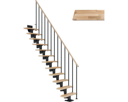 Pertura Mittelholmtreppe Spiros Anthrazit Gerade 75 cm Stabgeländer Buche Leimholz Lackiert 11 Stufen / 12 Steigungen