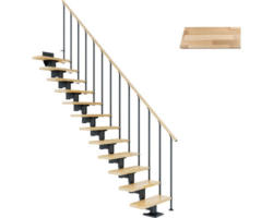 Pertura Mittelholmtreppe Chiron Anthrazit Gerade 75 cm Stabgeländer Buche Leimholz Lackiert 11 Stufen / 12 Steigungen