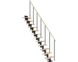 Pertura Mittelholmtreppe Spiros Anthrazit Gerade 75 cm Relinggeländer Buche Leimholz Lackiert 12 Stufen / 13 Steigungen